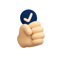 Icône de validation : main avec symbole de réussite