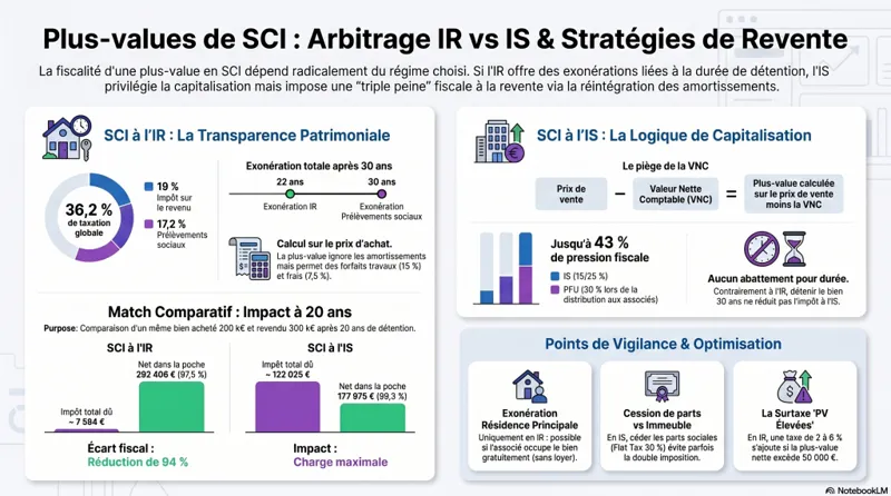 plus value SCI IS ou IR